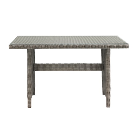 Alaterre Furniture Asti All-Weather Wicker Outdoor 30"H Dining Table with Glass Top AWWF05FF